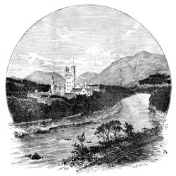 Schloss Balmoral und der Fluss Dee, Schottland, um 1888