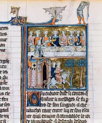 Bankett und Reiter, ca. 1280-1290