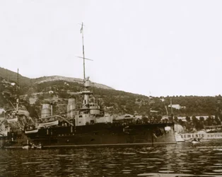 Schlachtschiff in Villefranche, Frankreich, ca. 1914-1918