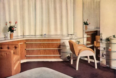 Schlafzimmer in Hampstead, London, entworfen von J. Duncan Miller für Mrs. Schneerson