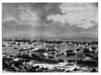 Berkly oder Klipdrift, eine Stadt in Griqualand West, Südafrika, um 1890