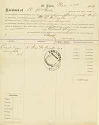 Frachtbrief, Dampfschiff M[ary] E. Forsyth, Sunnyside, Arkansas, 1. November 1864