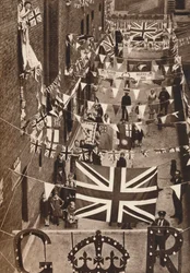 Blackfriars, London, geschmückt für die Krönung von König Georg VI., 1937