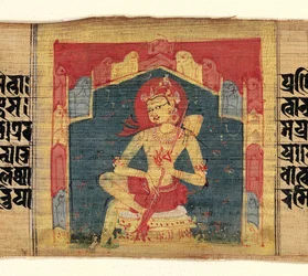 Bodhisattva in einer Berggrotte, spielt ein Saiteninstrument Vina..., ca. 1090