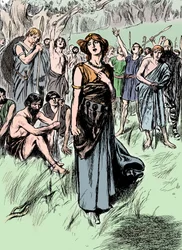 Boudicca Boadicea, 1. Jahrhundert, britische Königin der Iceni, versammelt ihre Truppen, um 1900