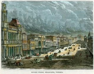 Bourke Street, Melbourne, Victoria, Australien, ca. 1880