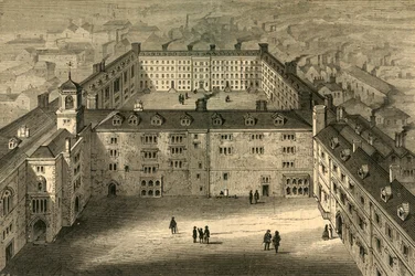 Bridewell nach dem Brand wieder aufgebaut, nach einem alten Druck, 1897