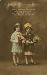 Helle Weihnachtsstunden, Vintage-Weihnachtskarte, um 1900
