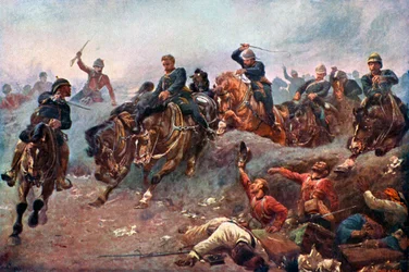 Britische Artillerie dringt in die feindlichen Linien bei Tel-El-Kebir ein