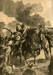 Britischer General Joseph Thackwell in der Schlacht von Sobraon, Punjab, Indien, 1846 ca. 1890