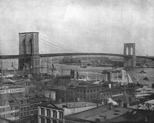 Brooklyn Bridge, New York, USA, um 1900