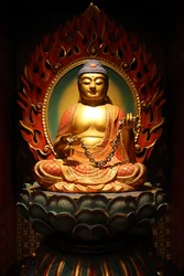 Buddha Tooth Relic Tempel in Chinatown, Buddha-Statue, 20160818, Singapur