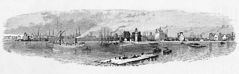 Buffalo Hafen, vom Wellenbrecher aus, 1883