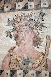 Büste des Frühlings - Detail des Vier-Jahreszeiten-Panels - Paphos-Mosaiken, Haus des Dionysos - Zypern - Personifikation des Frühlings - Detail des Mosaiks der vier Jahreszeiten - Mosaiken von Paphos, Haus des Dionysos - Ende des 2. Jahrhunderts nach Chri