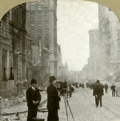 California St., Blick nach vorne zum Fährterminal - Bankviertel, 1906