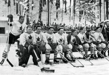 Kanadisches Eishockeyteam, Olympische Winterspiele, Garmisch-Partenkirchen, Deutschland, 1936