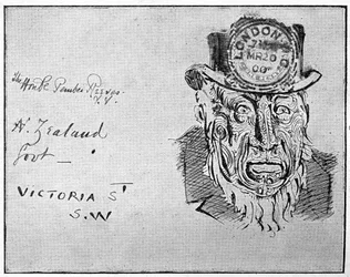 Karikatur, die den Burenführer Paul Kruger als Māori darstellt, 1900