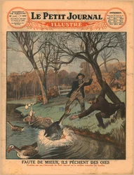 Gänse mit einer Angelrute fangen, 1929