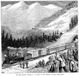 Central Pacific Railroad in den Sierra Nevada Bergen