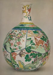 Chinesische Porzellanflasche in Emaille Famille Verte. Periode von Kangxi, 1662-1722