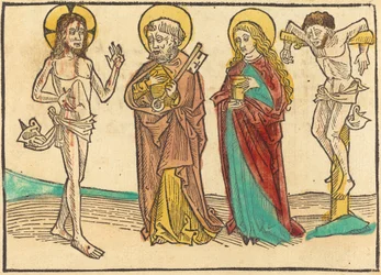 Christus zeigt seine Wunden Petrus, der Magdalena und dem guten Dieb, 1480-1490