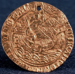 Münze Korabelnik von Zar Iwan III, Rückseite: Herrscher auf seinem Schiff