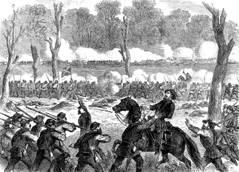 Konföderierter General Hood verwundet in der Schlacht von Chickamauga, Amerikanischer Bürgerkrieg, 1863