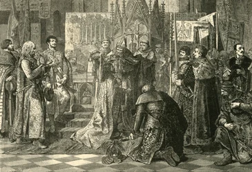 Krönung in Krakau von Ludwig I. von Ungarn als König von Polen, 1370, 1890
