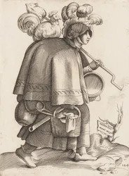 Kostümplatte: Frau eines Kriegers aus Deutschland, ca. 1558-70