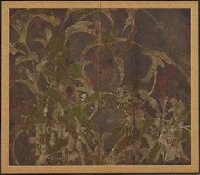 Hahnenkämme, Mais und Prunkwinden, Momoyama-Periode, 1568-1615