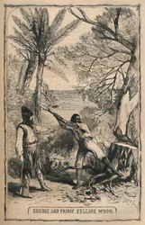 Crusoe und Freitag beim Holzfällen, um 1870