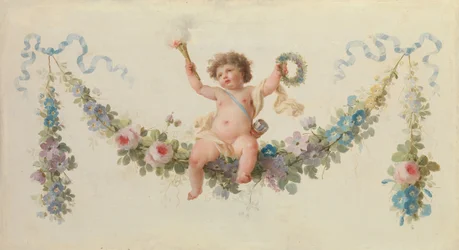 Amor auf einem Kranz sitzend, 1770-90