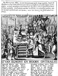 Enthauptung von Graf Egmont und Hoorn in Brüssel während der spanischen Tyrannei in den Niederlanden, 1568