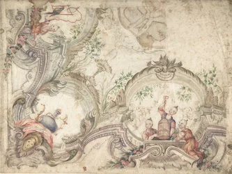 Entwurf für eine Deckendekoration mit Chinoiserien, 1725-75