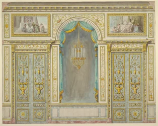 Entwurf für die Wanddekoration für Marie-Antoinettes Apartment im Schloss Fontainebleau