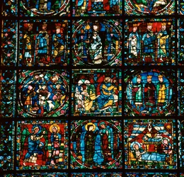 Detail des großen Westfensters der Kathedrale von Chartres, 12. Jahrhundert