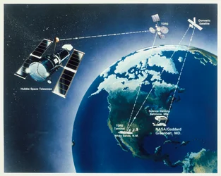 Zeichnung des Hubble-Teleskops, 1980er Jahre