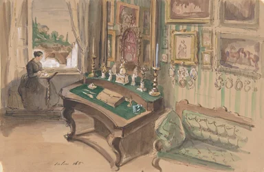 Zeichnung eines Interieurs: Salon