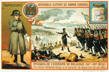 Niederländisch-belgische Truppen in der Schlacht von Waterloo, 1815, spätes 19. Jahrhundert