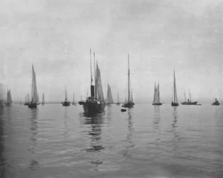 Früher Morgen in der New Yorker Bucht, USA, ca. 1900