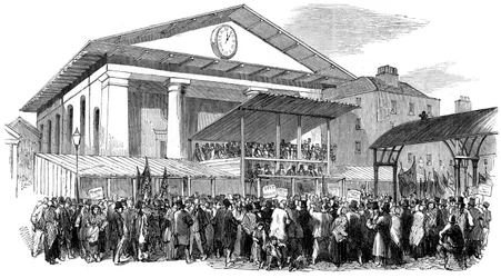 Wahlkampf in Covent Garden während der Westminster-Wahl, London, 1852