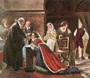 Kurfürstin Elisabeth nimmt nach dem protestantischen Gottesdienst die Kommunion, 1936