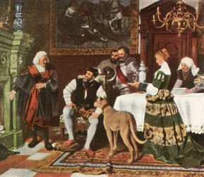 Kaiser Karl V. mit den Fuggern in Augsburg, 1530, 1936