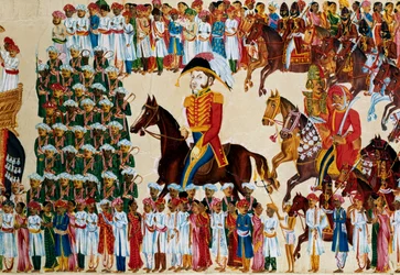 Englischer Grandee der East India Company in einer indischen Prozession, 1825-1830