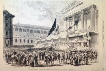 Einberufung von Freiwilligen in die Nationalgarde, Place du Pantheon, Paris, 1870-1871