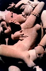 Erotische Skulptur, Hindu-Tempel, Khajuraho, Indien, 950-1050