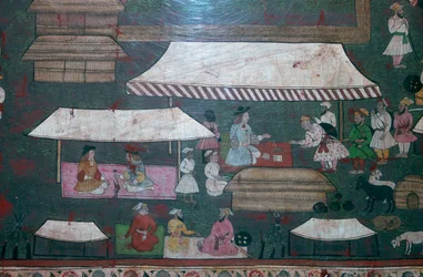 Europäische und indische Kaufleute in Delhi