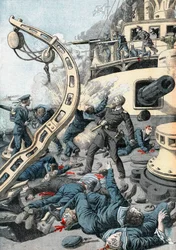 Explosion auf einem russischen Kriegsschiff, Russisch-Japanischer Krieg, 1904-5