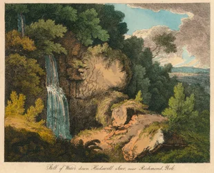 Wasserfall bei Hudswell Scar, nahe Richmond, York, 19. Jahrhundert