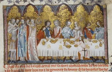 Festmahl am Hofe von König Artus, 13. Jahrhundert